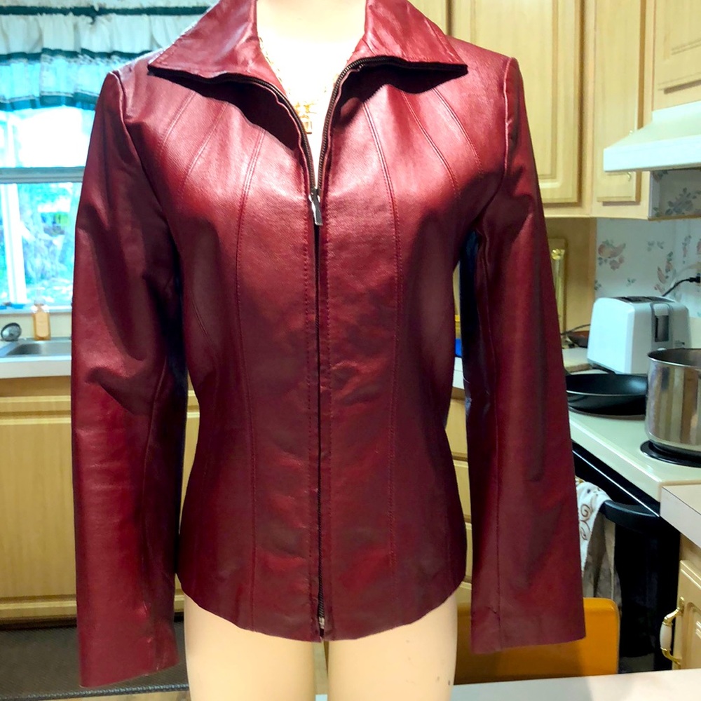 Leather jacket, burgundy